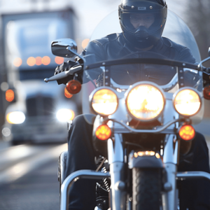 Motorcycle with a semi truck at a distance | motorcycle safety awareness