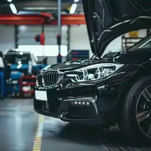 A bmw car in a repair center