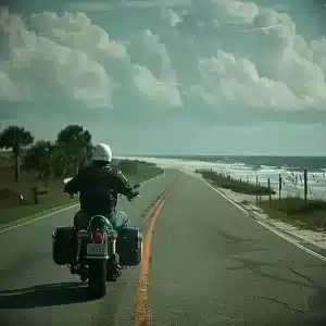 A man riding a motorbike. | is lane splitting legal in south carolina