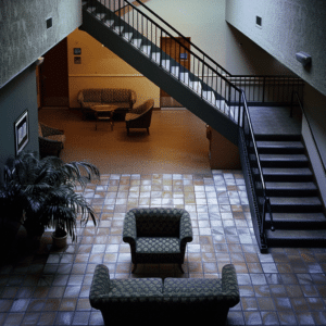 a dimly lit hotel reception area | Myrtle Beach Negligent Security Lawyer