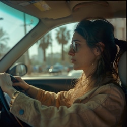 Woman driving a car