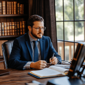 A pedestrian accident lawyer studying the case