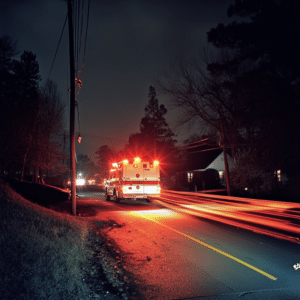 An ambulance rushing towards an accident scene in South Carolina