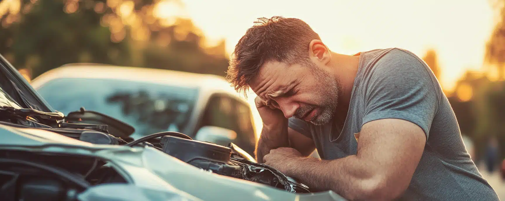 A tensed man after an accident