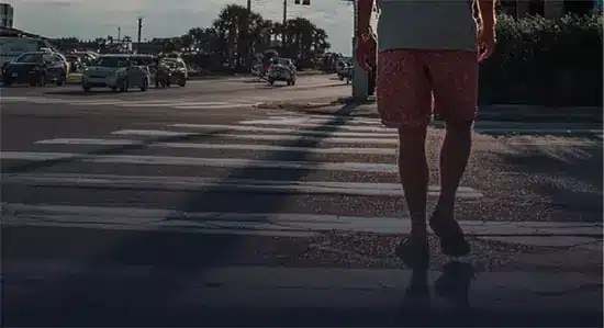 Pedestrian walking on a road