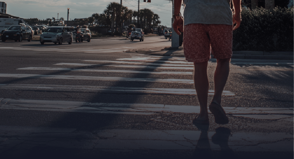 Pedestrian walking on a road