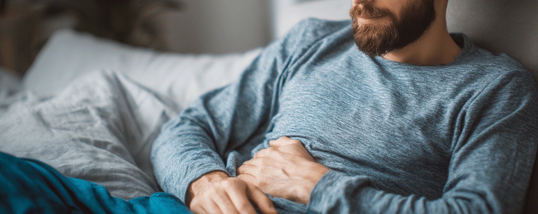 Man recovering after a hernia surgery