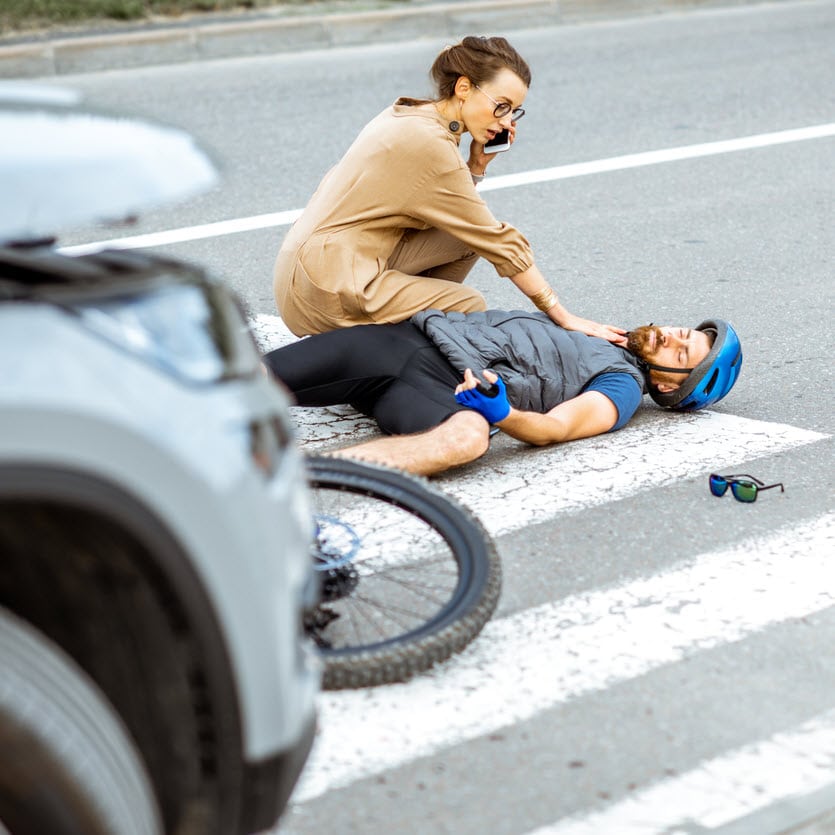 Bicycle accident involving a car