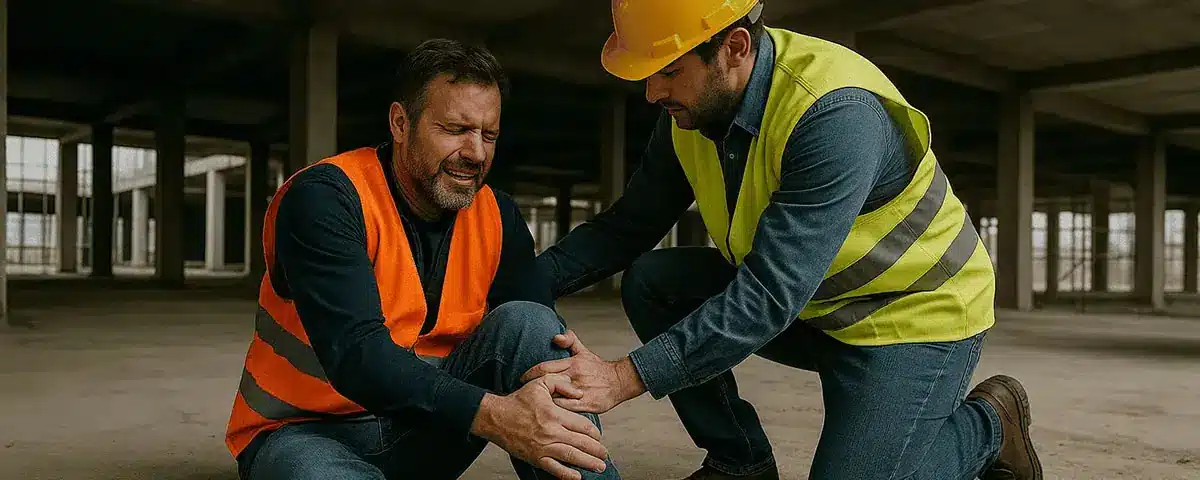 An injured worker feeling pain.