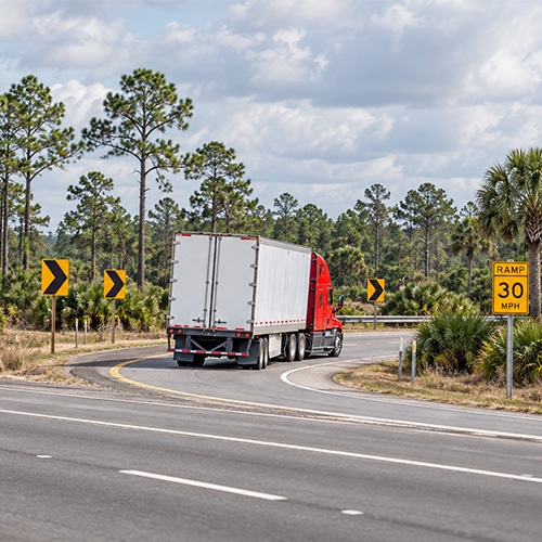 truck making a wide turn in Myrtle Beach SC
