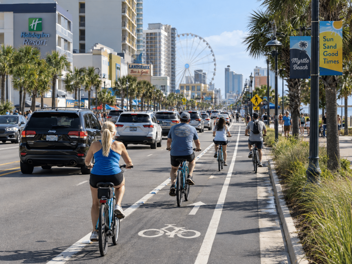 Myrtle beach bike lane in traffic